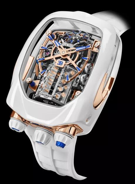 Review Jacob & Co BUGATTI CHIRON ROSE GOLD & WHITE CERAMIC COATING BU220.27.AC.UA.ABRUA Replica watch